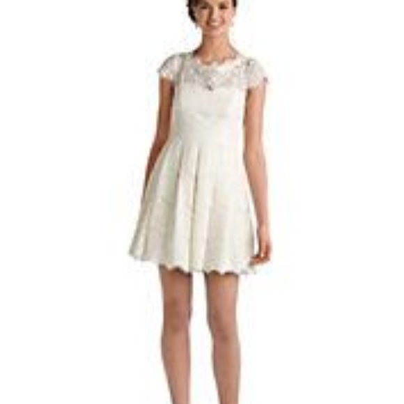 White Lace Pleated Fit and Flare Dress - Picture 2 of 5